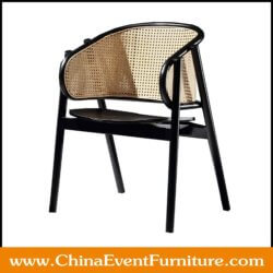 wholesale hardwood black cane armchair with cane backrest