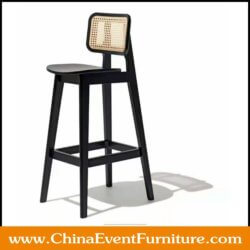 Wholesale Black Cane Wood Bar Stool for hotel bars