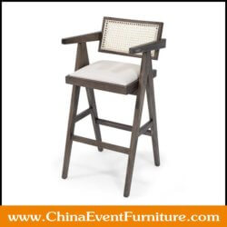 wholesale cane wood stool with arms for hotel bars