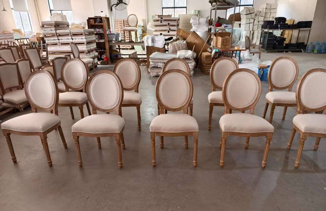 fabric upholstered wooden louis chairs wholesale for hotel banquet halls