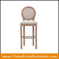 wholesale 75 cm seat height wooden Louis bar chair with cane back for hotel bars