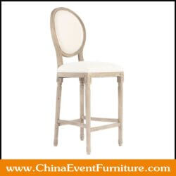 wholesale wooden louis bar stool with fabric upholstered for hotel bars