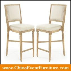 wholesale wooden louis counter stool with fabric upholstered for bars