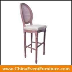 wholesale wooden louis counter stool with cane back for bars