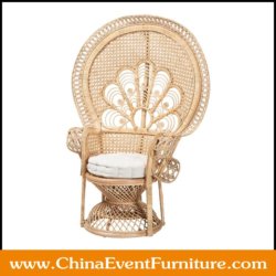 wholesale luxury cane peacock chair with white cushion for sale