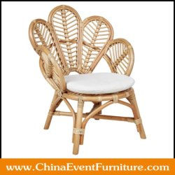 wholesale rattan mini peacock chairs with white cushion for king and queen