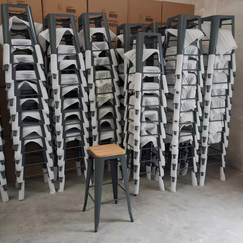 wholesale metal Tolix Stool 65cm with woooden seat for sale