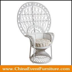Wholesale rattan weave white peacock chair for king and queen