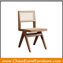 wholesale modern wooden chair with rattan seat for dining room