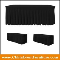 wholesale black spandex 6 foot banquet tablecloth for long folding tables