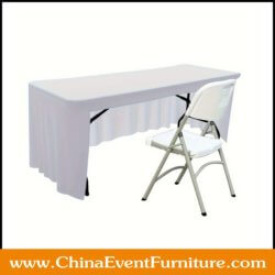 wholesale spandex white 8ft banquet table cloth for long folding tables