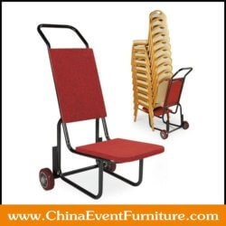 wholesale metal frame red upholstery banquet chair trolley for banquet hall