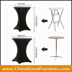 wholesale black spandex cocktail tablecloth for folding bar tables