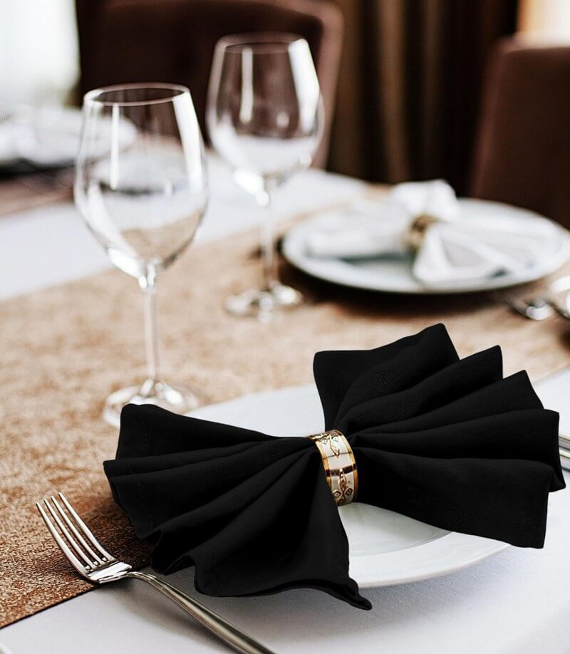 wholesale 100 cotton black wedding napkins for events