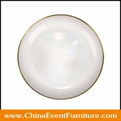 wholesale clear glass dinner plates with gold trim for events