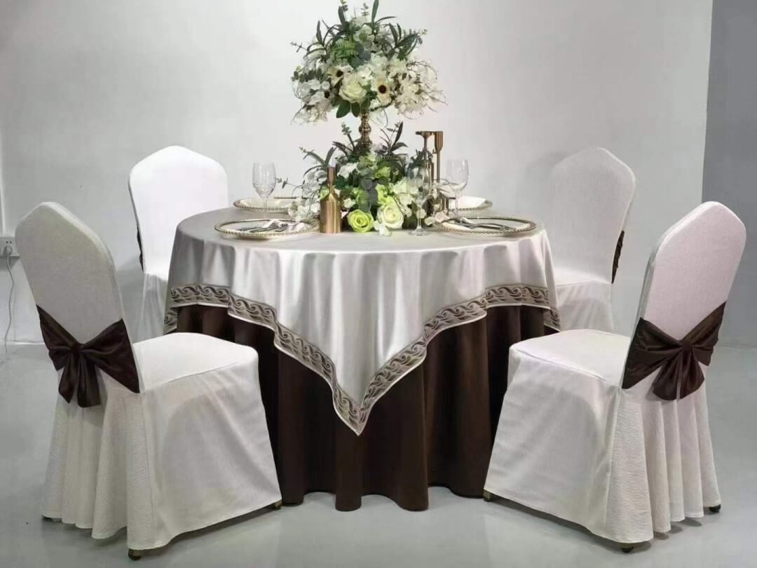wholesale polyester universal chair covers for stackable banquet chairs