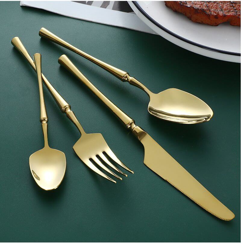 wholesale Luxury stainless steel gold wedding cutlery for events