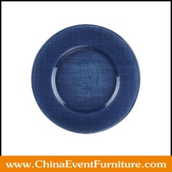 wholesale 13 inches round blue glass charger plates for events