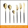wholesale stainless steel gold and black cutlery set for weddings
