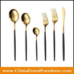 wholesale stainless steel gold and black cutlery set for weddings