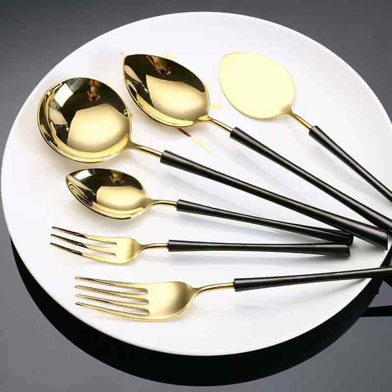gold and black cutlery set for sale wholesale stainless steel gold and black cutlery set for sale