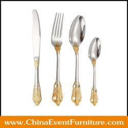 wholesale stainless steel gold and silver cutlery set for events