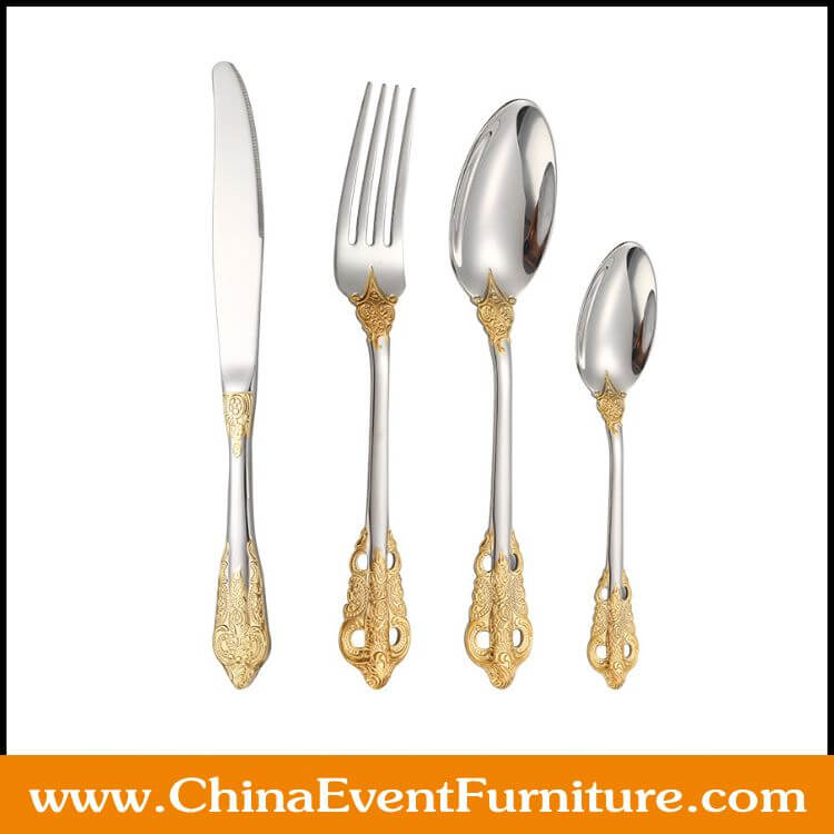 gold and silver cutlery set wholesale stainless steel gold and silver cutlery set for events