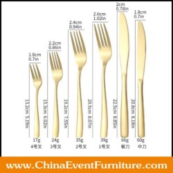 wholesale stainless steel gold coloured cutlery set for weddings