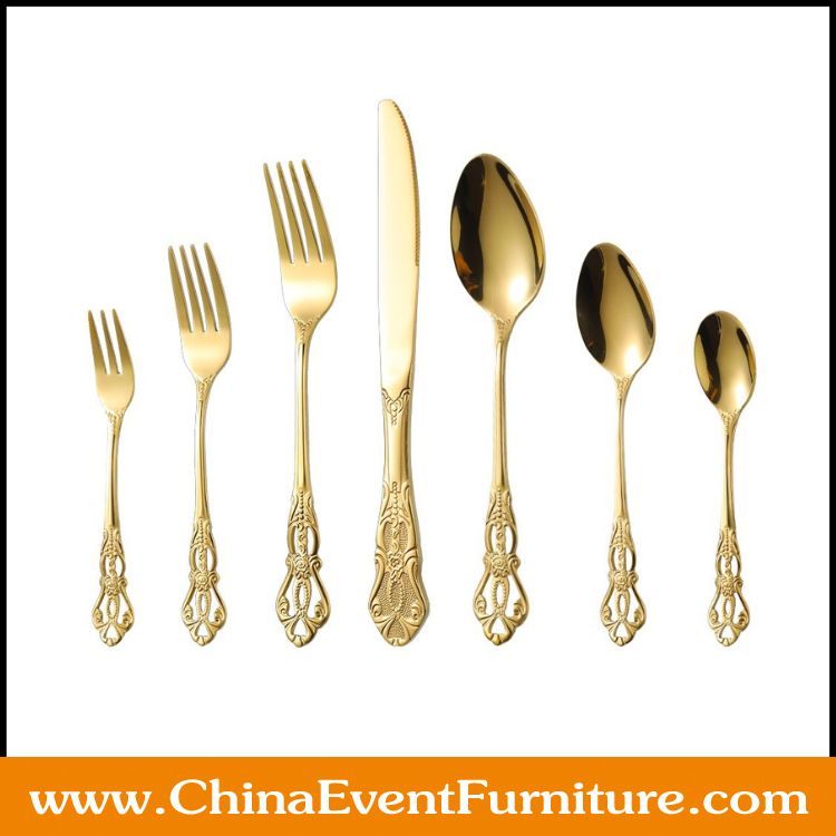gold plated cutlery set wholesale stainless steel gold plated cutlery set for weddings