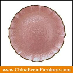 wholesale 13 inch pink glass charger plates for weddings