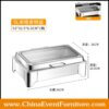 wholesale silver stainless steel rectangular chafing dish for events