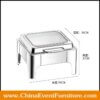 wholesale silver stainless steel square chafing dish for hotel banquet hall