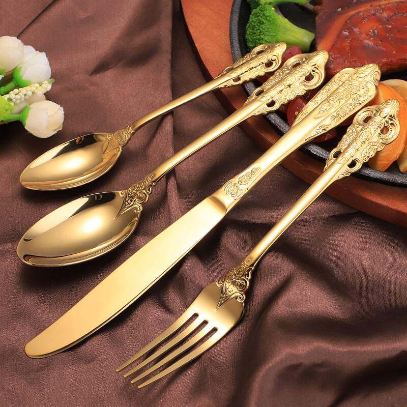 wholesale Luxury gold wedding cutlery for weddings