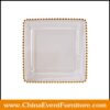 wholesale clear square glass underplates with gold beads for weddings