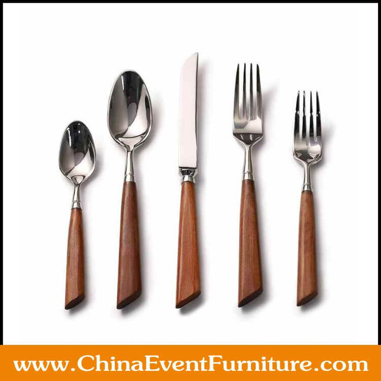 wooden handle cutlery set wholesale high-end wooden handle cutlery set for weddings