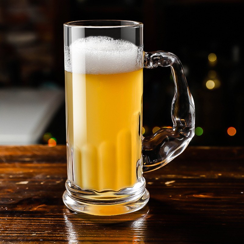 wholesale clear Beer Glass With Handle for bars