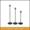wholesale set of 3 Black Metal Taper Candle Holder for weddings