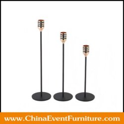 wholesale set of 3 Black Metal Taper Candle Holder for weddings