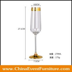 wholesale luxury Gold Rim Champagne Flute for banquets