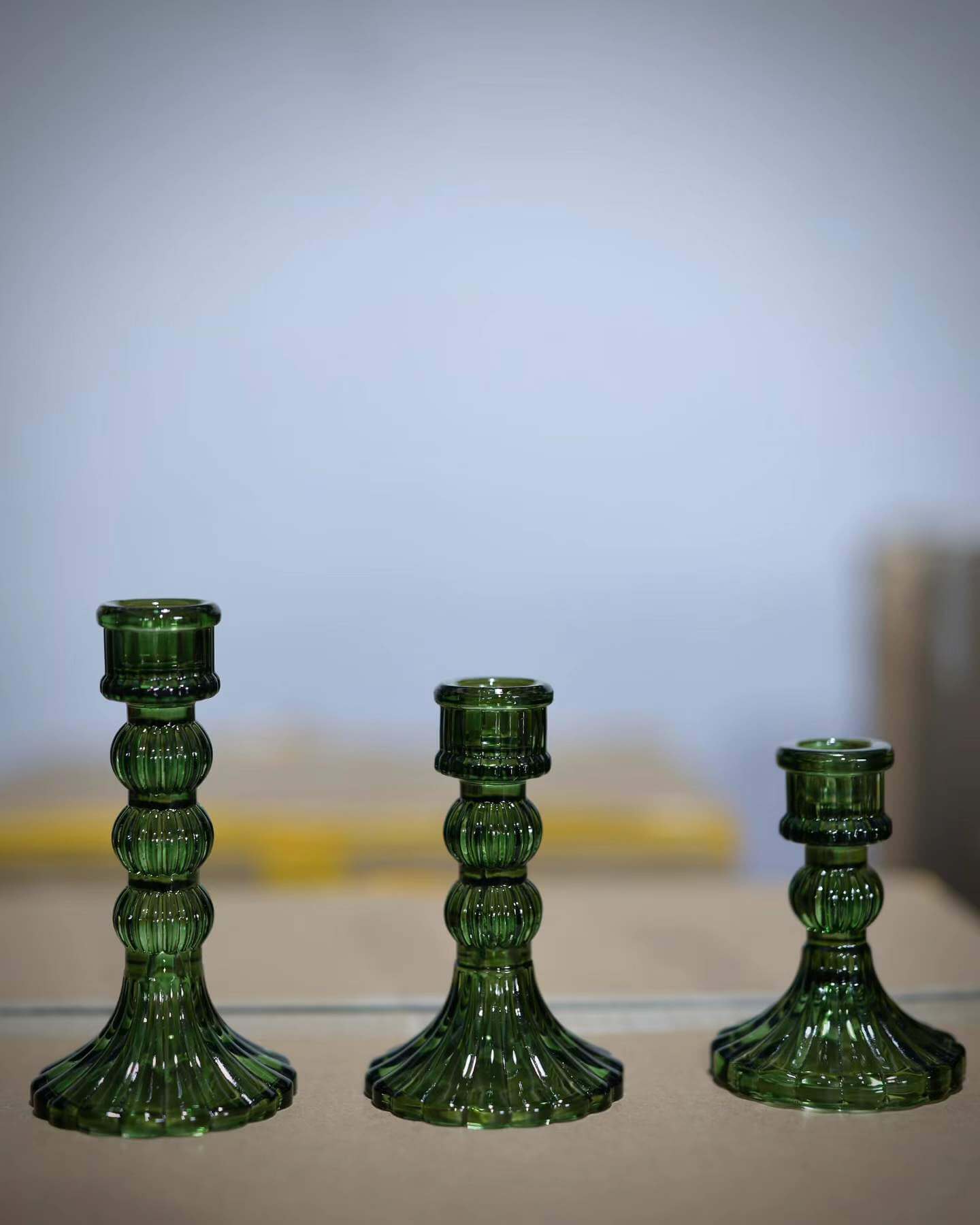 wholesale Green Crystal Candle Holder for weddings