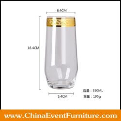 wholesale crystal Stemless Wine Glass with Gold Rim for weddings