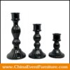 wholesale set of 3 black crystal candle holder for weddings
