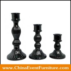 wholesale set of 3 black crystal candle holder for weddings