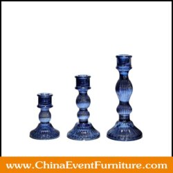 wholesale set of 3 blue crystal candle holder for events
