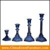 wholesale blue glass pillar candle holder for events