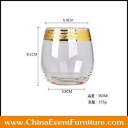 wholesale gold rim stemless wine glasses for banquet halls
