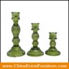 wholesale set of 3 green glass taper candle holder for weddings