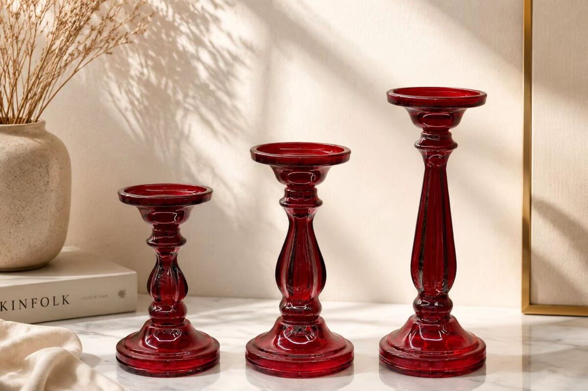 wholesale red crystal candle holder for weddings