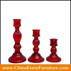 wholesale set of 3 red crystal candle holder for events