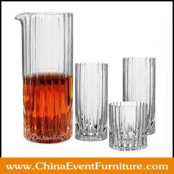wholesale crystal ribbed glass cup set for events